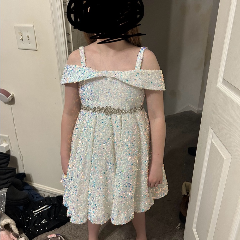Sparkling White Kids Dress